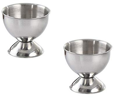 Cabilock 2pcs Stainless Steel Egg Holder Tray Boiled Egg Stand for Kitchen Breakfast Brunch for Boys and Girls Snack