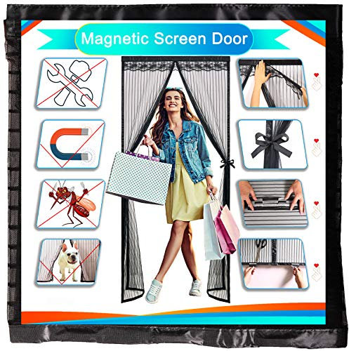 Redfire Mosquitera Puerta Magnetica Abatible 140x240cm, Ningún Espacio Mosca Pantalla Prueba de Polvo Diferentes tamaños para Puerta De la Bodega Negro