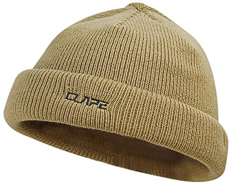 CLAPE Beanie Herren Kurz Strickmütze Unisex Trawler Winter Beanie Hat Trawler Mütze Warm Cuffed Plain Cap Watch Hat Wintermütze