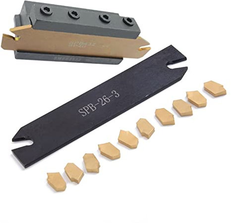JUSTPENGHUI SPB26-3 Cut-Off Grooving Parting Blade Tool Holder Metalworking Lathes Carbide CNC Cutting Gold Hand Tools Lathe Cutter turning tool, Multi-colored
