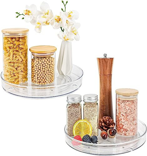 Especiero Giratorio, 2 Piezas Lazy Susan 360° Plato Giratorio para Especias Bebidas y Lociones, Organizador Especieros para Cocina Giratorio para De Fácil Acceso en Refigiradores(27 + 23,5cm)