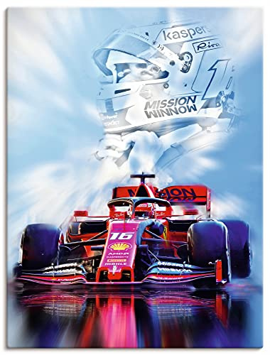ARTLAND Wanddeko Leinwand Bilder Wandbild Formel 1 Ferrari Charles Leclerc Rennwagen Autorennen Motorsport U4LC