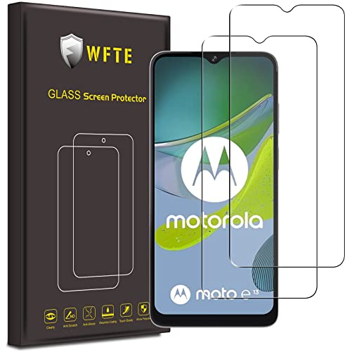 WFTE [Lot de 2 Verre Trempé pour Motorola Moto E13, 0,26mm Film de Protection d'écran avec haute transparence à 99%, Anti-trace Protecteur avec Dureté 9H Glass