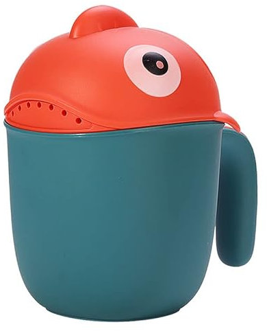 ISAKEN Baby Haarwaschbecher Kinder Badebecher Cartoon Fischform Dusche Spülbecher Baby Shampoo Rinse Cup Becher Eimer zum Haare Waschen Baby Shampoo Spülbecher Baden Flusher Cup Schutz Augenspülbecher