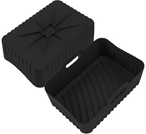 Silicone Air Fryer Liners Ninja, Air Fryer Accessories for Ninja Foodi Dual Air Fryer AF300UK, AF400UK, Reusable Silicone Air Fryer Basket,Rectangular Baking Tray Dual Inserts Basket,2Pcs