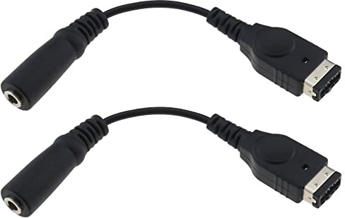 ECSiNG Kopfhörer-Adapterkabel, Ersatzkabel, kompatibel mit Gameboy Advance SP (GBA SP) Konsole, Kopfhöreranschluss, Adapterkabel, Schwarz, 2 Stück