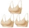 Comfyin Bustier Damen Gepolstert Sport BH Set ohne Bügel Yoga BH Top 3er Pack,3+Beige,S