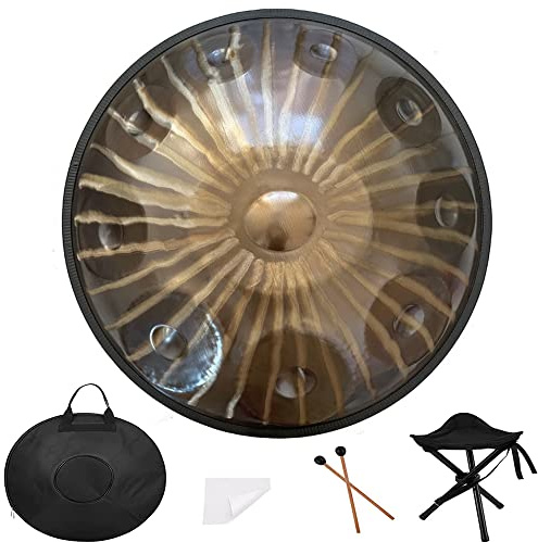 10 Noten Handpan Drums Sets, 440Hz D Moll Steel Hand Drum, Professional Handpan Steel Drum with Drum Bag, Mallets, Drum Stand