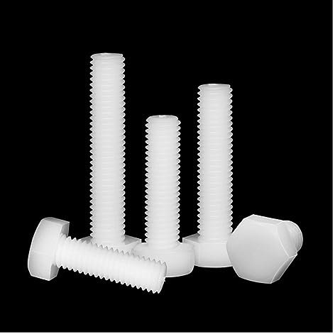 SEIDER Schwarz/weiße Nylon-Außensechskantschrauben, Kunststoff-Sechskantschrauben M3 M4 M5 M6 M8 for Wärme-/Stromisolierung(White,30MM_M6 (20PCS))