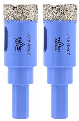 Foret Diamant Carrelage Set 20mm - 2Pcs Scie Cloche Diamant Perçage à Sec pour Céramique Porcelaine Carrelage Marbre Granit avec Tige Triangulaire VENJELD