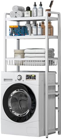 HRTLSS Meuble Machine à Laver, Étagère de Buanderie à 3 Niveaux Au-Dessus du Support de Rangement pour Machine à Laver Les Toilettes, Grand Support de Rangement pour Salle de Bain pour