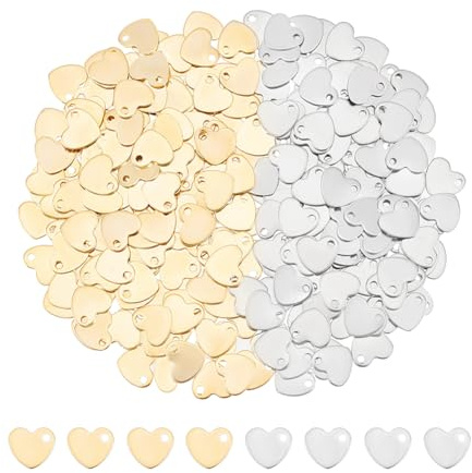 UNICRAFTALE 120 Stück 2 Farben Herzanhänger Edelstahlanhänger Herzanhänger Metallanhänger Halskettenanhänger Lasergeschnittene Anhänger Für DIY Armbandohrringe Schmuckherstellung Valentinstag