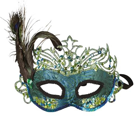 P'tit Clown - 23375 | Pfauenwolf mit Pailletten, für Erwachsene, Luxus: Pfauenpracht, Eleganz für strahlende Abende und majestätische Karneval