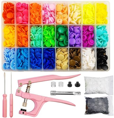 460 Sets Druckknöpfe mit Zange, 24 Farben T5 Druckknopf Set mit Zange, Druckknöpfe Ohne Nähen für DIY