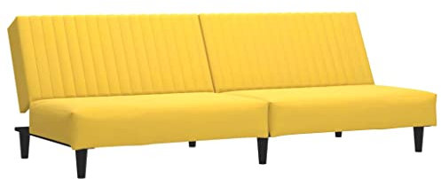 vidaXL Schlafsofa 2-Sitzer, Schlafcouch für Wohnzimmer Heimkino Büro, Gästebett mit Holzrahmen, Sofabett Tagesbett Couch Sofa Ausziehbar, Gelb Samt