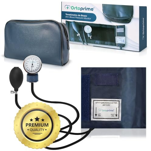 OrtoPrime Tensiomètre Manuel Professionnel pour le Bras, Sphygmomanomètre Manuel, Kit Médical avec Brassard Ajustable, Appareil de Mesure de la Tension Artérielle.