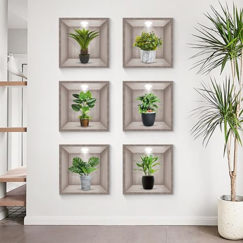 Traziewell Wandsticker Küche Grüne Pflanze Wandtattoo Abnehmbarer PVC Bonsai Wandaufkleber Topfpflanze Vase Blätter Wandbilder für Schlafzimmer Wohnzimmer Esszimmer 0405