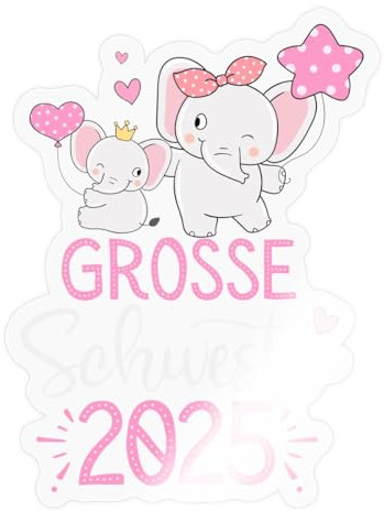 Große Schwester 2025 Elefanten Geschwister Sticker Aufkleber