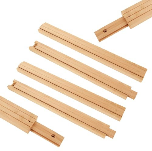 RHBLME 6 Pack Wood Drawer Slides 16 Inches, Classic Traditional Wood Center Guide Track, Drawer Glides Rails Replacement Part for Drawers, Cupboards, Beds, Storage Boxes (6, 16 Inches)