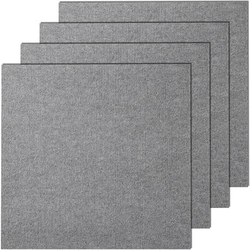 VEVOR SS-FTDT391-2424-9 Peel and Stick x 24” Squares Self Adhesive Floor, Soft Padded Carpet Tiles, Easy Install DIY for Bedroom Living Room Indoor Outdoor (9Tiles, Light Gray)
