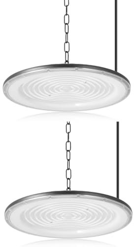 papasbox 2 Stück 800W LED Werkstatt Deckenleuchte Werkstattleuchte Kaltweiß Deckenstrahler | Werkstattlampe LED Hallenbeleuchtung Hallenstrahler Industrielampe