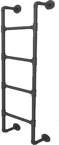 Hochbett Leiter Metall, Wandmontierte Multifunktionsleiter für Hochbett Etagenbett Hoch Bett, Deko Leiter für Kinderbett MäDchen KlettergerüSt Kinder(Schwarz)