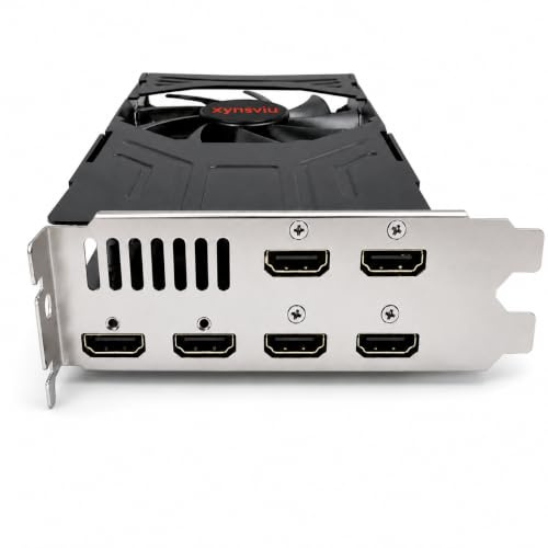 Xynsviu Radeon R7 350 2G Carte graphique avec 6 moniteurs HDMI, GPU GDDR5 128 bits DirectX 12 PCI Express X16 3.0, 6 ports (AMD R7 350 2G 6HDMI)
