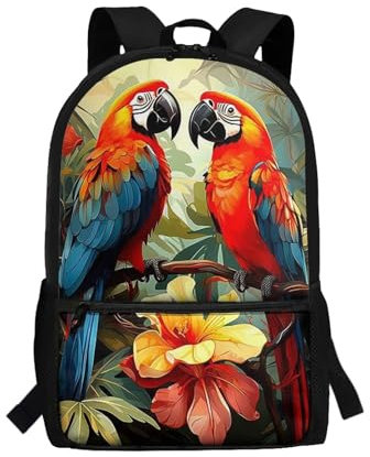 TOADDMOS 43,2 cm glatter Rucksack mit Reißverschluss für Mädchen und Jungen, leichter Schulranzen-Rucksack, Papageienblume