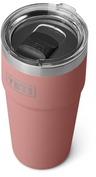 YETI Rambler 20 oz Stackable Tumbler, Stainless Steel, Vacuum Insulated with MagSlider Lid, Sandstone Pink
