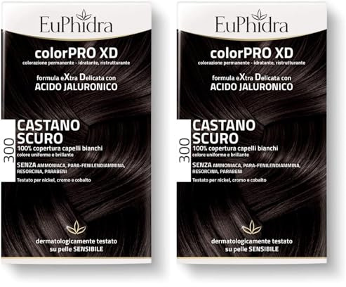 Euphidra ColorPro XD, 300 Castano Scuro, Gel Colorante - 50 ml, Base con Acido - 50, Balsamo - 20 - Totale: 120 gr (Confezione da 2)