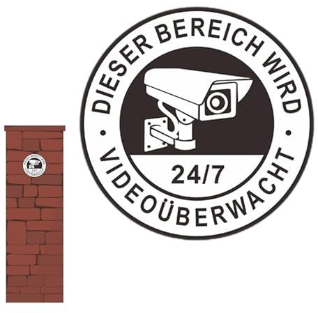 Warnaufkleber – Aufkleber für Videoüberwachung im Außenbereich, Kameraschild – Sicherheitskamera-Schild, Überwachungsaufkleber