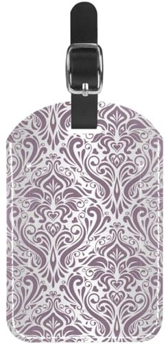 1 lot d'étiquettes de bagage pour valise, LVTISEE vintage fleurs roses argentées en cuir PU avec protection de confidentialité pour voyage