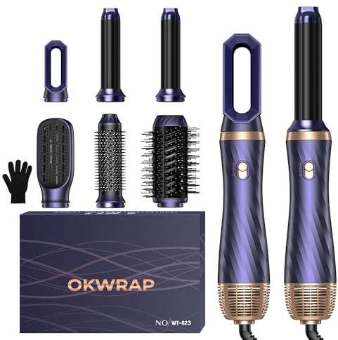 Hair Styler 6 in 1, Hair Styler Set, Airstyler 6 In 1 Mit Rundbürstenföhn Haarstyler Warmluftbürste Thermal Brush Airflow Lockenstab Automatisch, Volumen Föhnbürste,Für Volumen, Locken