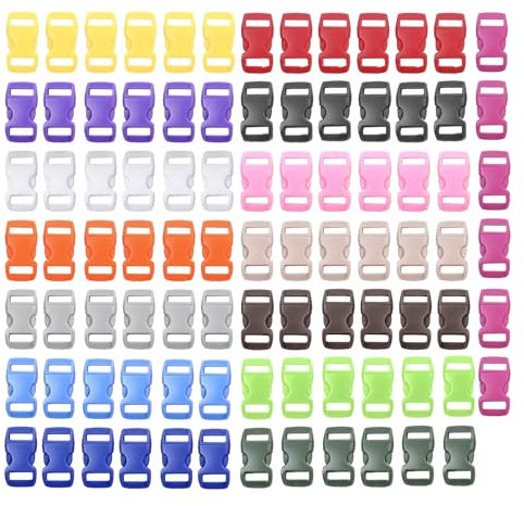 HUAZIZ Set di 90 Fibbie in Plastica per Zaini, Valigie e Cinghie per Animali, 10mm, Multicolore