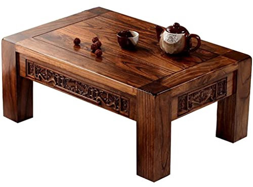 OOMRNV Vintage-Couchtisch, chinesische antike Ulmentische mit geschnitztem Muster, Tischbeine mit starker Tragfähigkeit, für zu Hause, multifunktionaler Teetisch,A-60x40x25cm