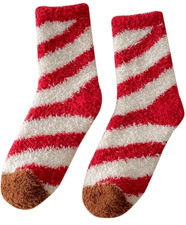 Weihnachts-Thermosocken für Damen, flauschige Damensocken, Hausschuhe, bequem, gemütlich, Hüttensocken, warme Haussocken, Weihnachtssocken, Kleinkinder, Aloe-Socken, B, Einheitsgröße
