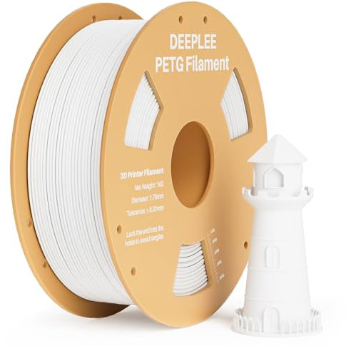DEEPLEE PETG Filament 1.75mm, 3D Drucker PETG Filament Maßgenauigkeit +/- 0.02 mm für die meisten FDM 3D Drucker, Weiß 1KG