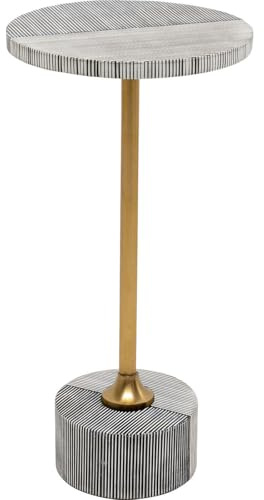 Kare Design Beistelltisch Domero Double Gold, schwarz/weiß, Durchmesser 25 cm, rund, Couchtisch, Wohnzimmer, Nachttisch, Stahlgestell