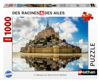 NATHAN - Puzzle 1000 Teile - Abtei Mont Saint-Michel - Erwachsene und Kinder ab 14 Jahren - Hochwertiges Puzzle Kollektion des Racines et des Ailes - 12001535