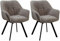 CLP Esszimmerstuhl 2er Set ergonomisch Jordi Cord, drehbar mit Armlehnen, Polstersessel, 4-Fuß-Metallgestell, bis 150 kg, mit Bodenschonern, Farbe:braun