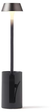 Lexon MIMI Leselampe, wiederaufladbar, Touch-Steuerung und 9 LED-Farben, flexibler Arm mit Befestigungsclip und Tischhalterung, Metall-Finish – Grau Anthrazit