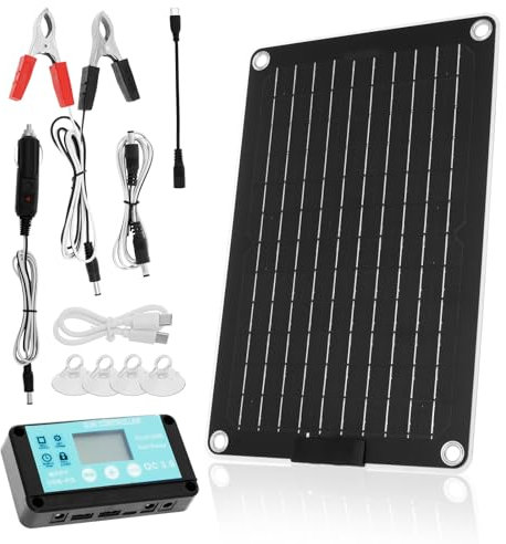 10W Solar Car Battery Charger Maintainer 12V Waterproof Solar Panel Portable Solar Trickle Charger for Car Boat Lawn Mower RV Trailer Tractor ATV Utility Vehicle Battery (Advanced Kit)