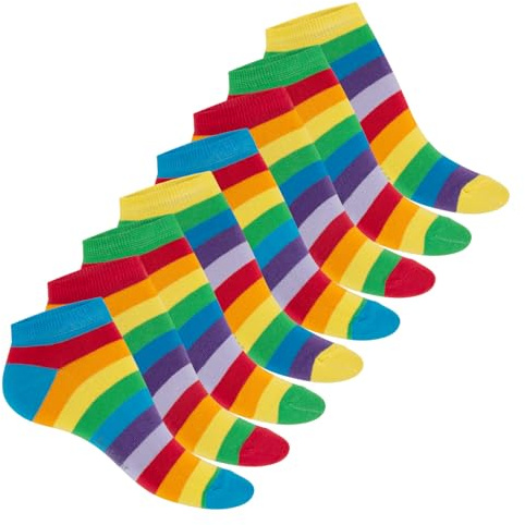 Footstar 8 PAAR Motiv Sneaker Socken Kurze süße bunte Söckchen mit Mustern Sterne Ringel Pünktchen