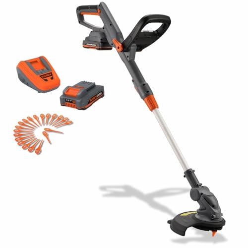 FUXTEC 20V Cordless Grass Trimmer FX-GT20 SET brush cutter – Includes 2Ah Battery and Charger – strimmer with Adjustable Shaft & Cutting Angle – Lightweight Garden Edger