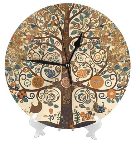 FHEBNDS Orologio da parete con albero della vita, 25,4 cm, silenzioso, senza ticchettio, moderno, a batteria, analogico, decorazione da parete, orologio rotondo per cucina, soggiorno, regali di