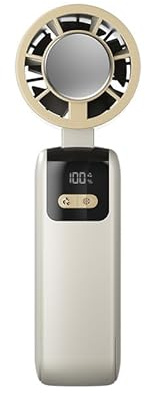 YOSERHFI Mini Fan Portable Handheld - USB Rechargeable, 3 Speeds, 3H Max Cooling, Ultra Quiet, Lightweight Pocket Fan for Travel, Office, Home (Beige)