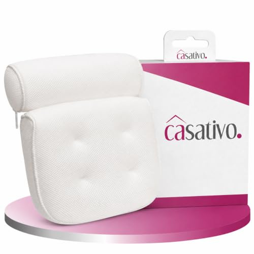 Casativo-Wellness Luxuriöses Badewannenkissen für Pure Entspannung - Nackenkissen für Badewanne, Ergonomische 2-Kammer-Nackenstütze - Das Wohlfühlkissen für Ihr Bad