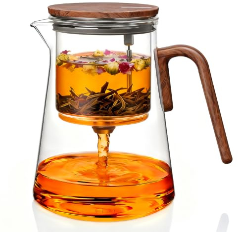 ZENS Magnetic Glass Teapot with Infuser, 1000ml Magic Loose Leaf Teapot | Magic Tea Pot with Infusers for Loose Leaf Tea Diffusers, Mess-Free Echanted Tea Pot for Tea lover Gifts