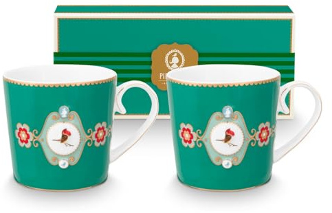 Pip Studio Love Birds Medallion Emerald Henkelbecher Small 0,15l Set2