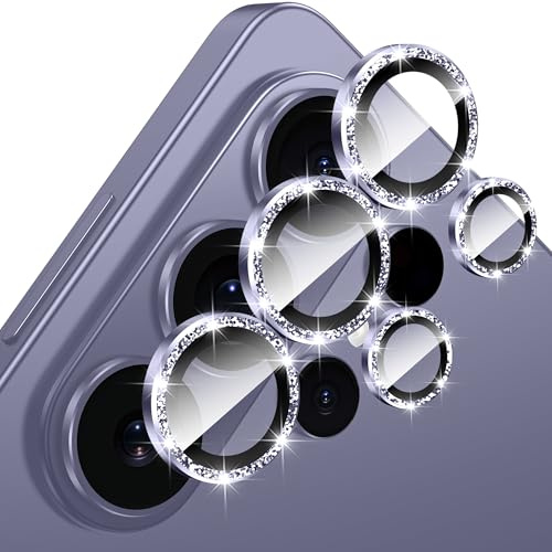 Fewdew for Samsung Galaxy S26 Ultra Camera Lens Protector, 9H Tempered Glass, Anti Scrach, Case-Friendly, Metal Individual Ring Camera Screen Protector Cover for S26 Ultra,Purple Glitter